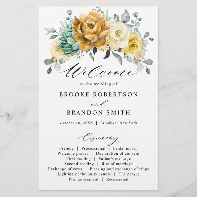 Programa de Casamento Verde da Mostarda Amarela (Frente)