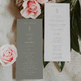 Programa de Casamento Verde e Branco com Folha Mín