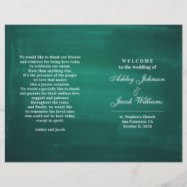 Programa de casamento verde escuro. Esmeralda mode