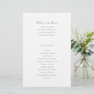 Programa de Casamento Verde Esmeralda Elegante e L
