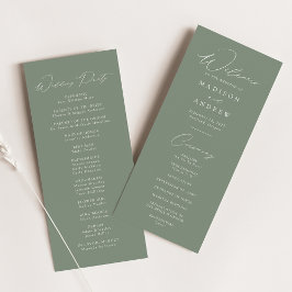 Programa de Casamento Verde Oliva Moderno e Elegan