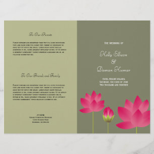 Programa de casamento verde para flores rosa-verme
