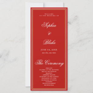 Programa de Casamento Vermelho Carmesim Minimalist