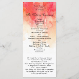 Programa de casamento vermelho em água. Cerimônia 