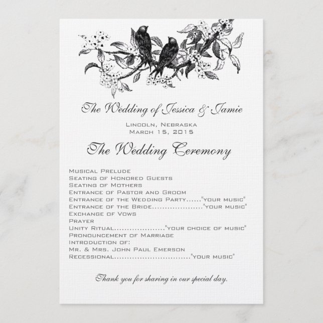 Programa de Casamento Vintage com Ramalhete de Flo (Frente)