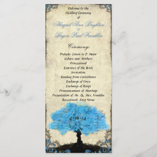 Programa de Casamento vintage da Árvore Silhuette
