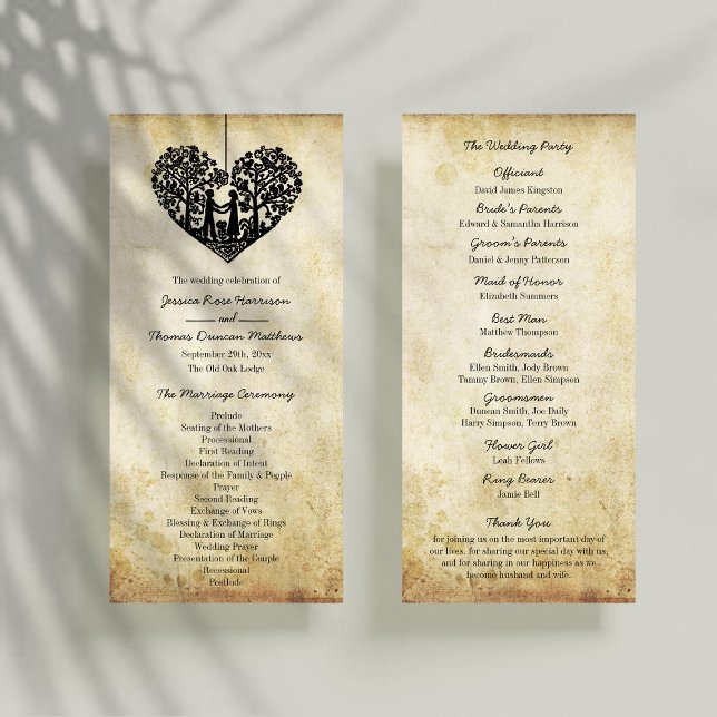 Programa de Casamento vintage de Árvore Cardíaca d (Criador carregado)