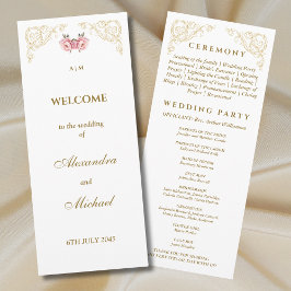 Programa de Casamento vintage Floral do Ornamentad