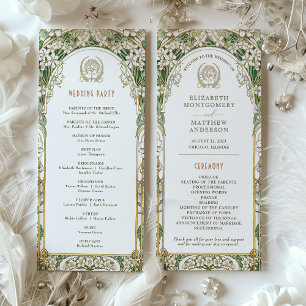Programa de casamento vintage Ivory, Verde e Doura