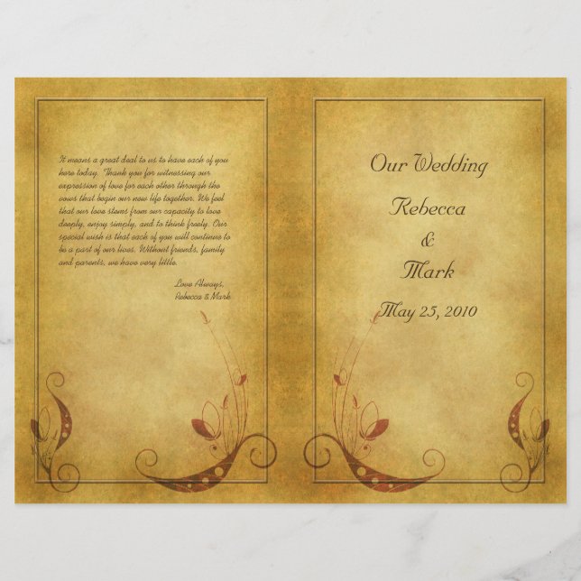 Programa de Casamento vintage personalizável (Frente)