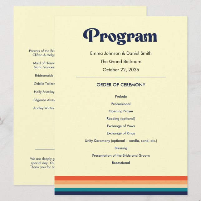 Programa de Casamento Vintage Vibes (Frente/Verso)