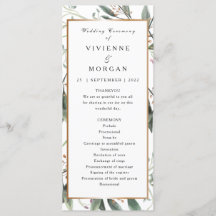 Programa de casamentos: elegante aquarela verde fo