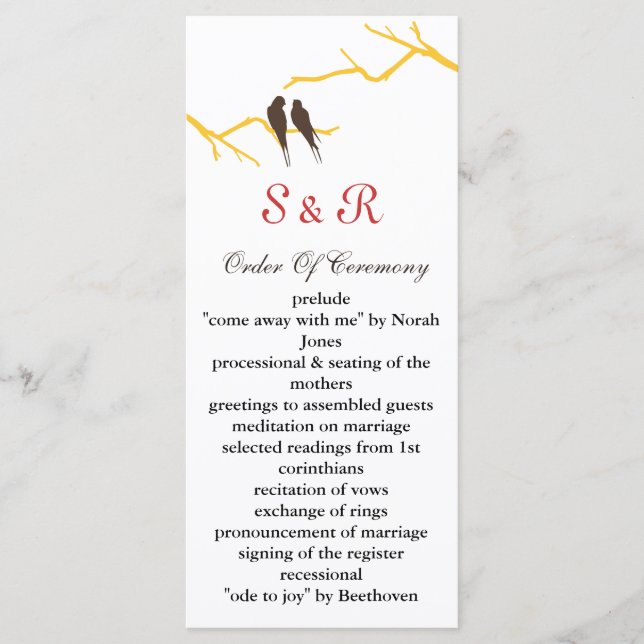 programa de casamentos mocha lovebird (Frente)