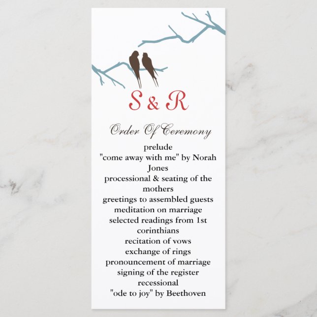 programa de casamentos mocha lovebird (Frente)