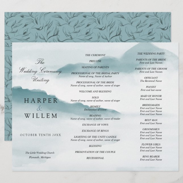 programa de casamentos triplo de montanhas azul-aq (Frente/Verso)