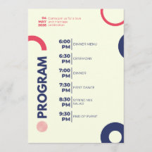 Programa de Celebração de Casamento – Moderno Verm