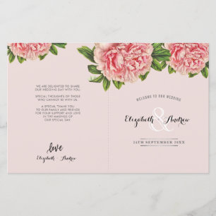 PROGRAMA DE CEREMONIA DE CASAMENTO flor rosa de pe