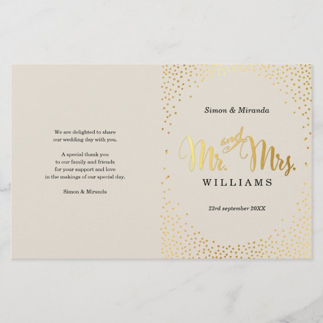 PROGRAMA DE CEREMÔNIA DE CASAMENTO - mini creme de (Frente)
