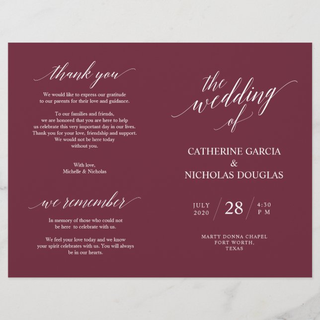 Programa de Cerimônia de Casamento (Frente)