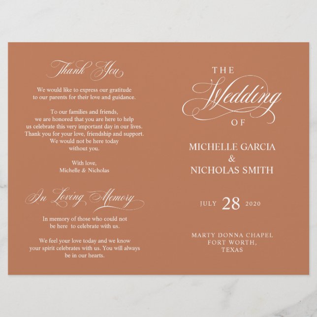 Programa de Cerimônia de Casamento (Frente)