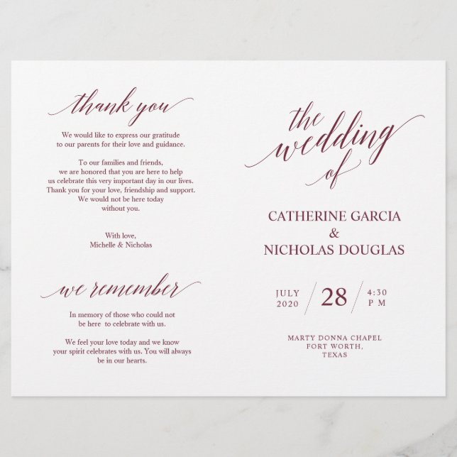 Programa de Cerimônia de Casamento (Frente)
