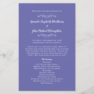Programa de Cerimônia de Casamento Azul Pervinca E