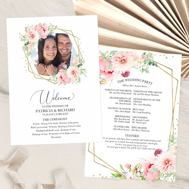 Programa de Cerimônia de Casamento Bem-vindo Flora (Criador carregado)