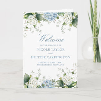 Programa de Cerimônia de Casamento Blue Hydrangea