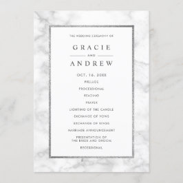 Programa de Cerimônia de Casamento Branca Moderna