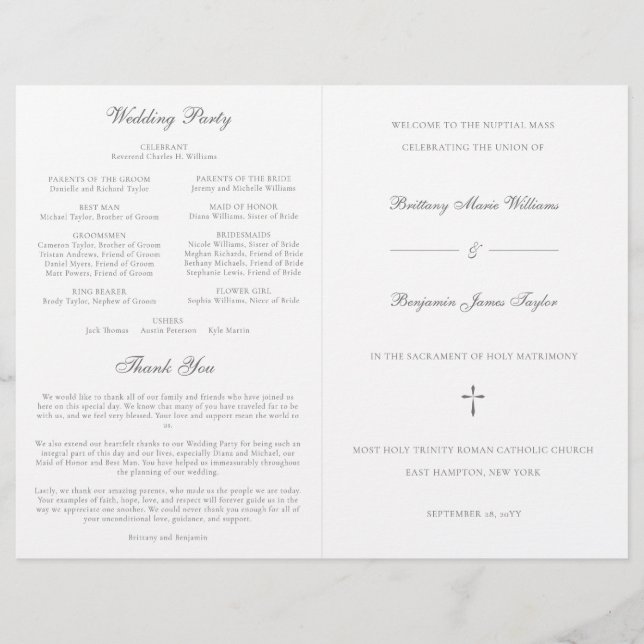 Programa de Cerimônia de Casamento Católico com Mi (Frente)