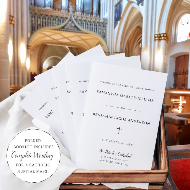 Programa de Cerimônia de Casamento Católico Missa  (Criador carregado)