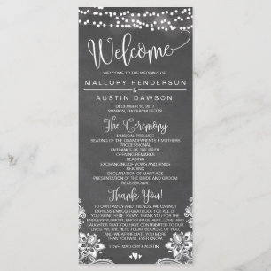 Programa de Cerimônia de Casamento Chalk Lights