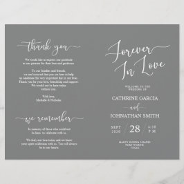 Programa de Cerimônia de Casamento, Cinza Elegante
