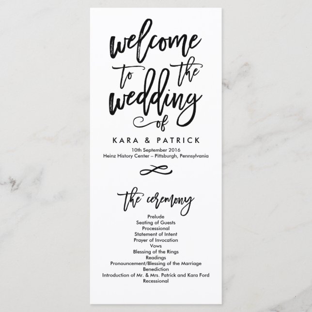 Programa de Cerimônia de Casamento com Chic Letter (Frente)