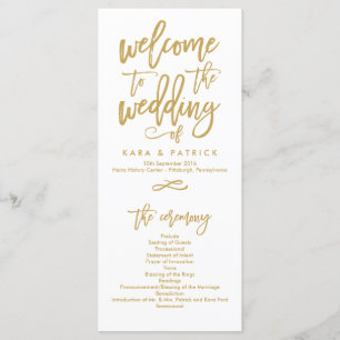 Programa de Cerimônia de Casamento com Chic Letter