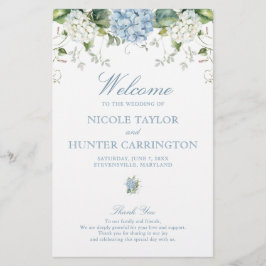 Programa de Cerimônia de Casamento com Hortênsias