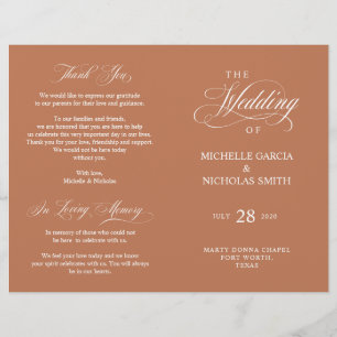 Programa de Cerimônia de Casamento Copper Clássi