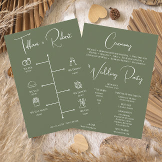 Programa de Cerimônia de Casamento Cor Verde Editá