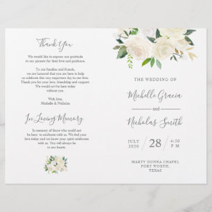 Programa de Cerimônia de Casamento Cream Watercol