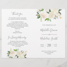 Programa de Cerimônia de Casamento Cream Watercolo