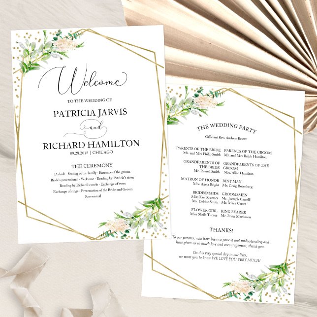 Programa de Cerimônia de Casamento de Boas-vindas  (Criador carregado)