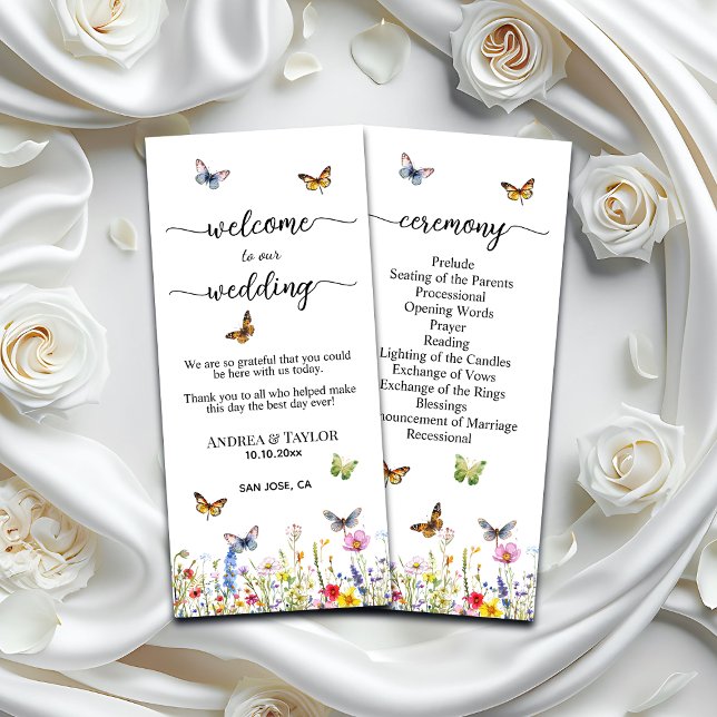 Programa de Cerimônia de Casamento de Borboletas (Criador carregado)