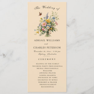 Programa de Cerimônia de Casamento de Buquês Boho 