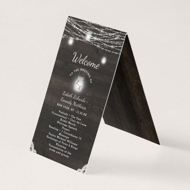 Programa de Cerimônia de Casamento de Madeira Ridg (Frente)