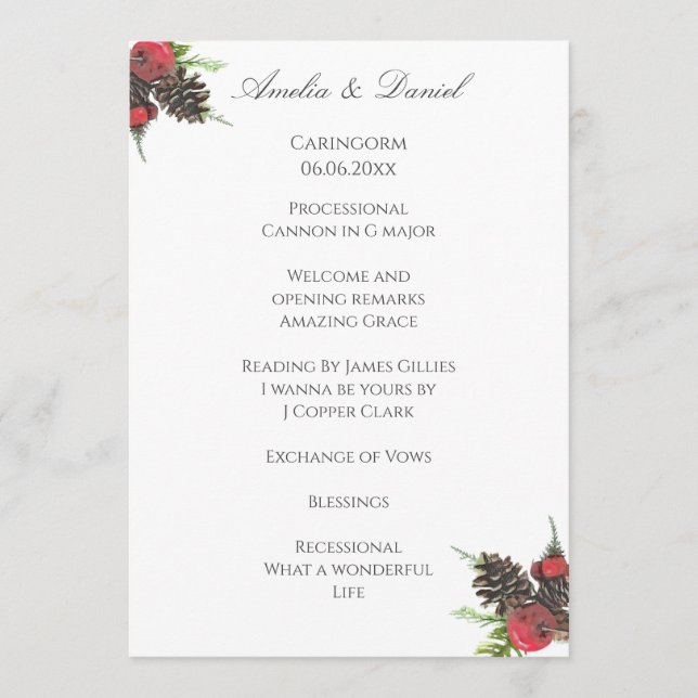 Programa de Cerimônia de Casamento de Natal Tradic (Frente)