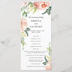Programa de Cerimônia de Casamento de Penas Florai