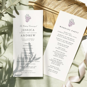 Programa de Cerimônia de Casamento de Vinhos