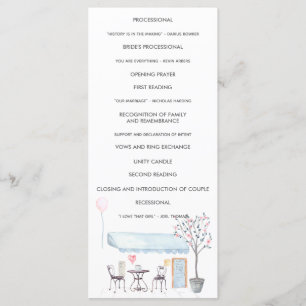 Programa de Cerimônia de Casamento de Watercolor P