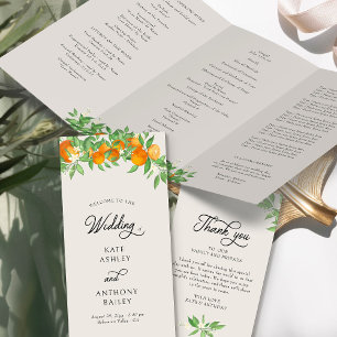 Programa de Cerimônia de Casamento do Flor Laranja