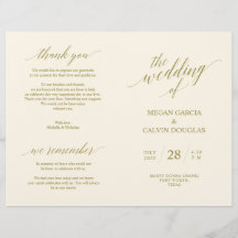 Programa de Cerimônia de Casamento DOURADA